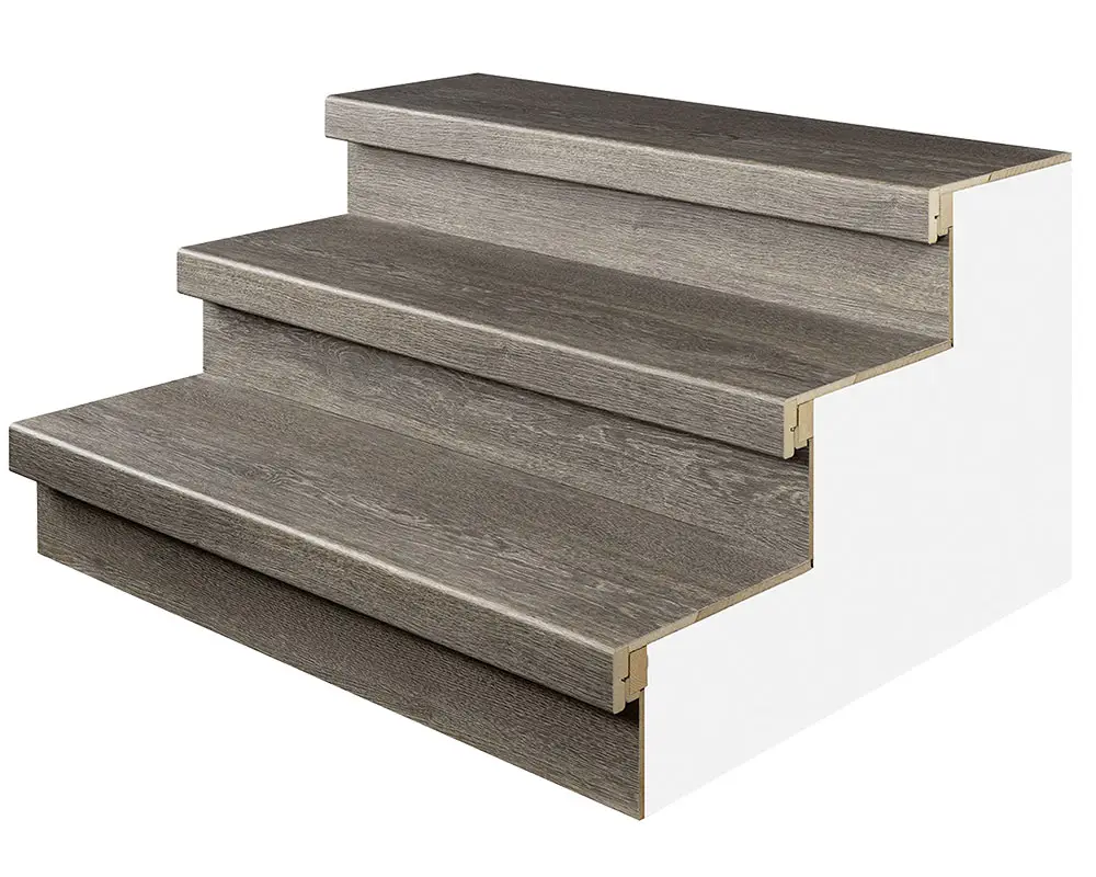 Revêtement escalier décor chêne fumé foncé