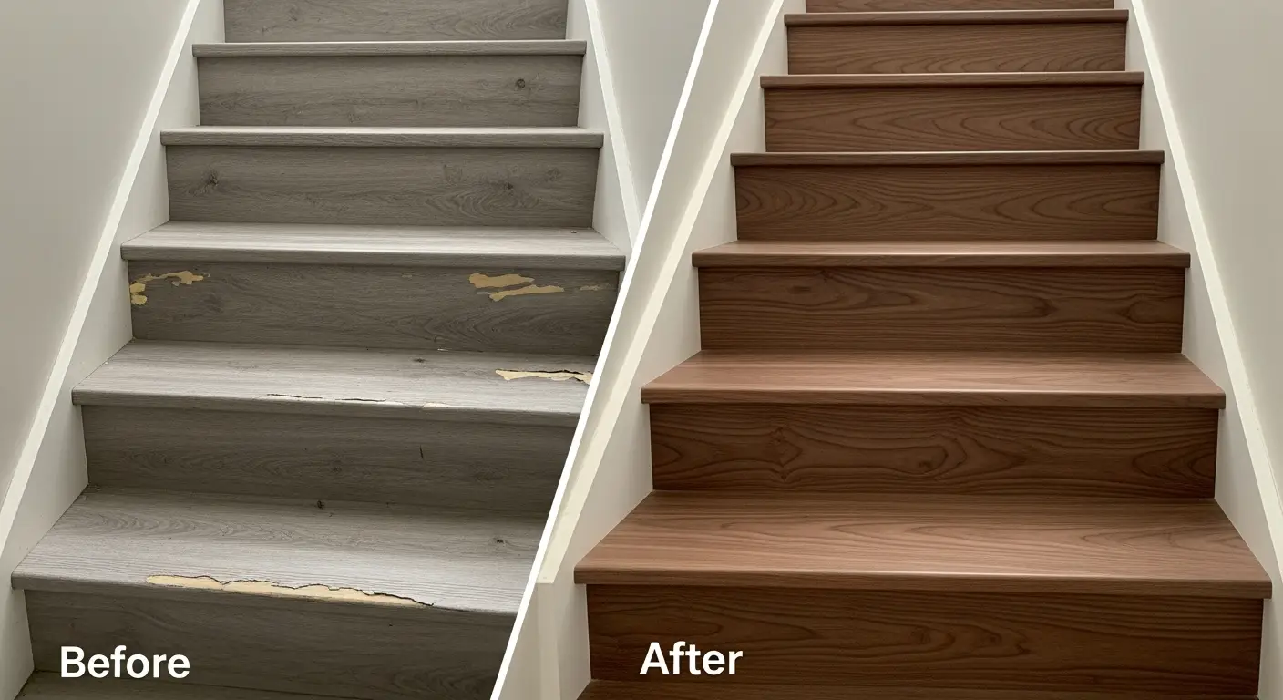 Revêtement vinyle escalier | Avantages, limites et alternatives